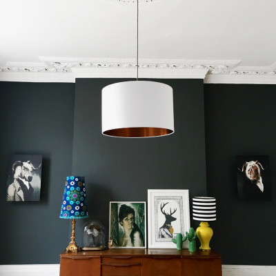 white and copper light shade