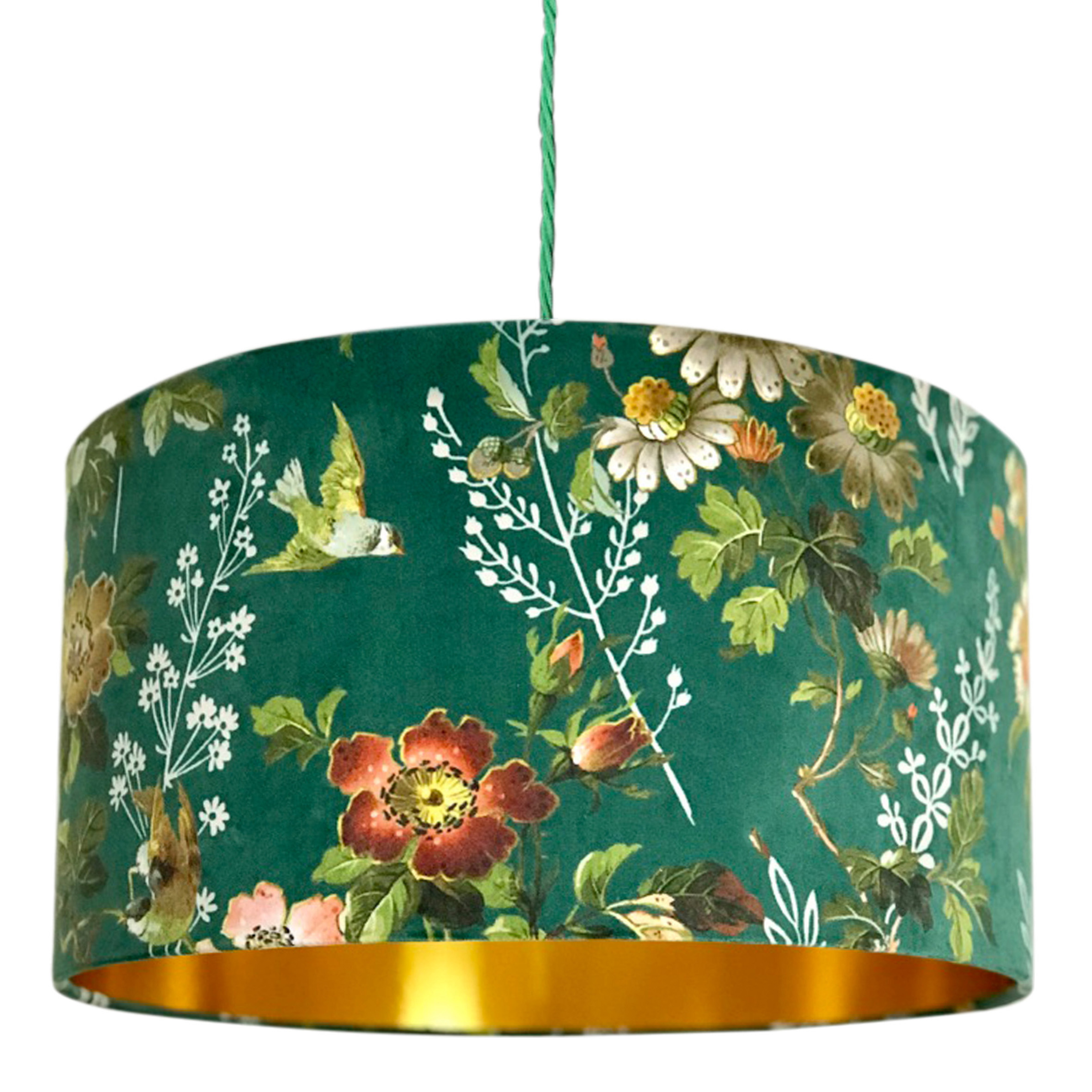 green floral lamp shade