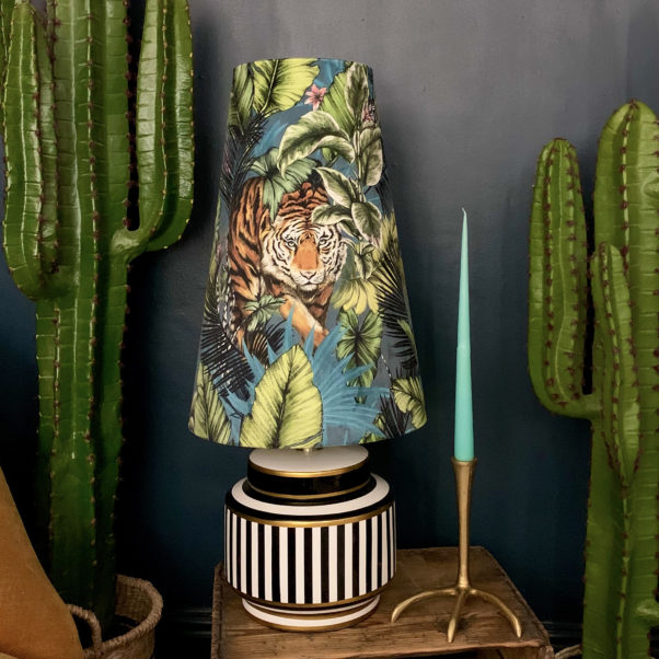 Big Cat Velvet Lampshade With Gold fashion Lining In Rust