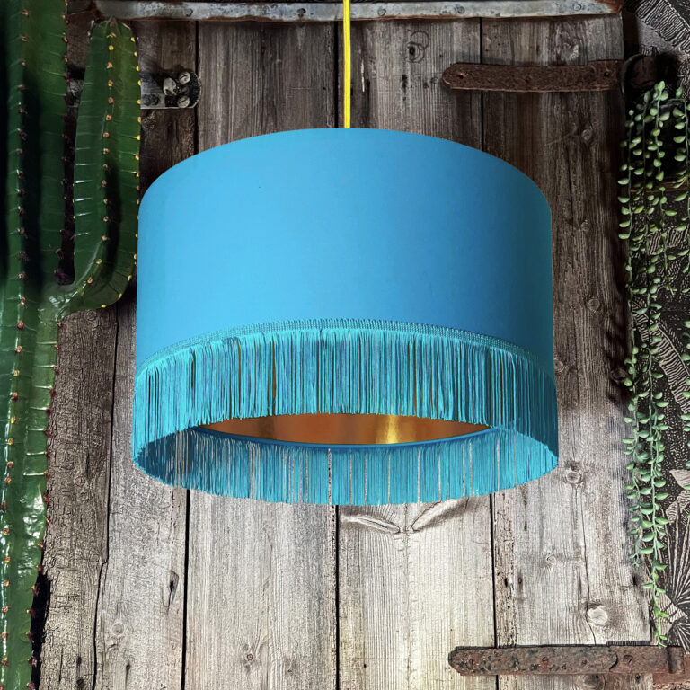 Electric blue outlet lamp shade