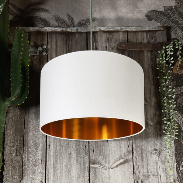 Grey lampshade deals with copper lining