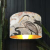 Bird Song Velvet Heron Lampshade in sold Bone With Gold Lining