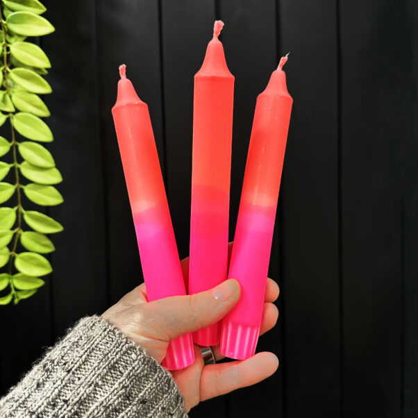 Neon Pink & Orange Candle