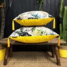 love frankie dust deadly night shade cushion with yellow tassels