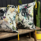 love frankie dust deadly night shade cushion with yellow tassels