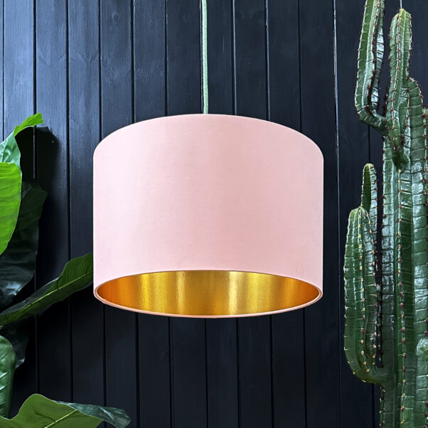 Peach Cotton Lampshade With Gold Foil Lining | Love Frankie