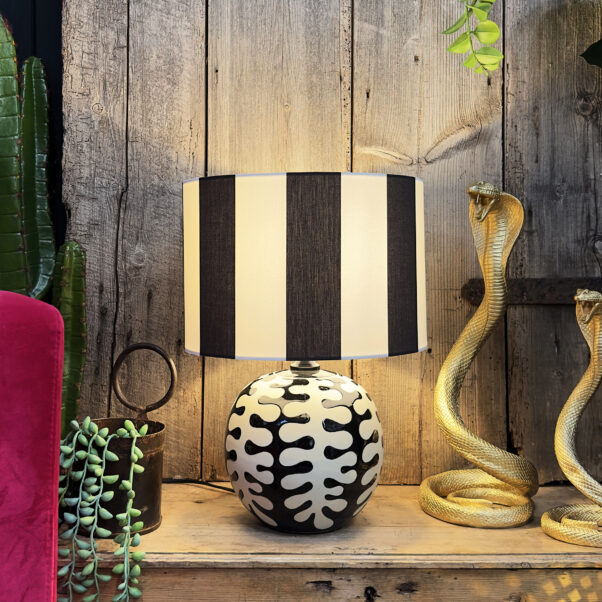 Kate spade black discount and white striped lamp