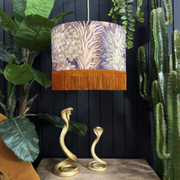 love frankie enchanted wood lampshade in cinnamon with gold lining and fringing