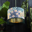 love frankie hawkmoth velvet lampshade with gold lining and fringing