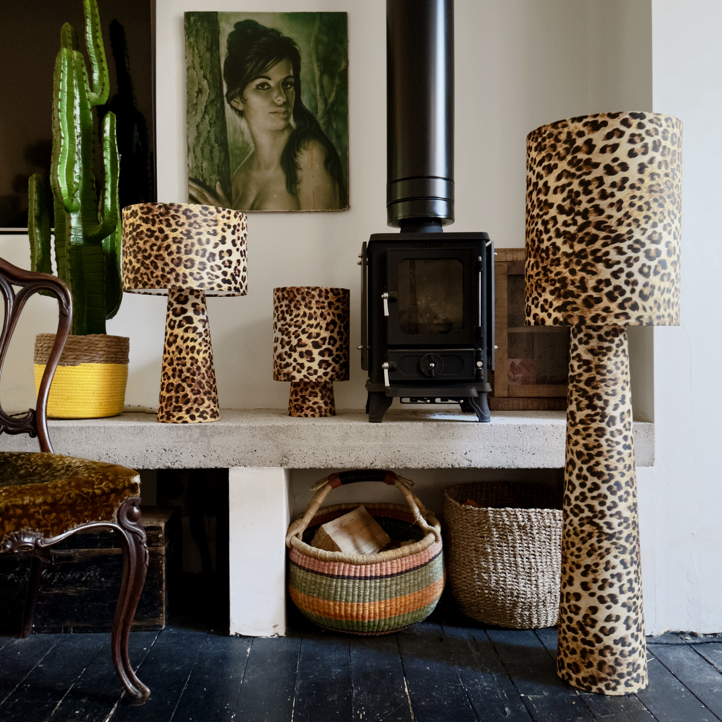 Handmade Luxe Leopard Print Retro Lamps from Love Frankie, shot at the home of Our Creative Director Johanna Franks