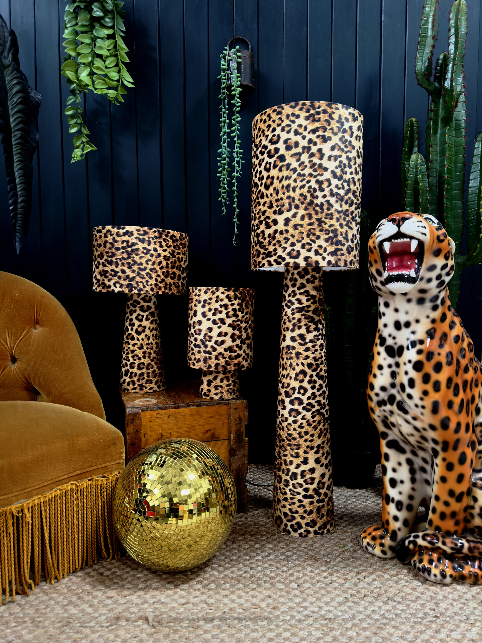 Luxe Leopard Print Retro Lamps available in 3 sizes