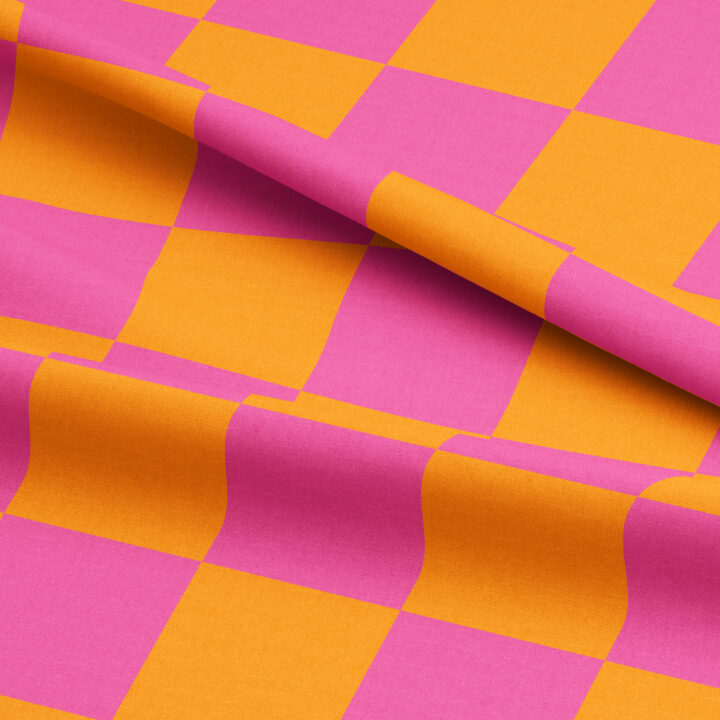 Love Frankie Fabric - Checkmate Checkerboard Fabric in Tutti Frutti - Pumpkin & Petal