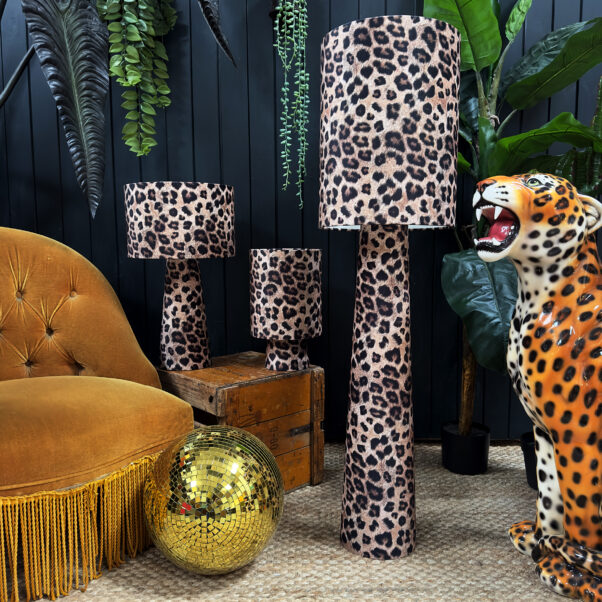 Jaguar Leopard Print Portable Lamps available in 3 sizes