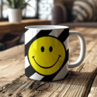 Helter Skelter Tilted Stripe Smiley Mug in Liquorice - Love Frankie