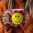 Checkerboard Checkmate Smiley Mug in Raspberry Ripple - Love Frankie