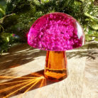 love frankie glass toadstool decoration in cerise and amber