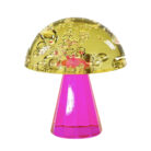 love frankie toadstool glass decoration in gold and cerise