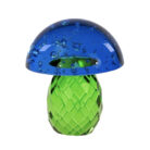 love frankie toadstool glass decoration in topaz and grass green